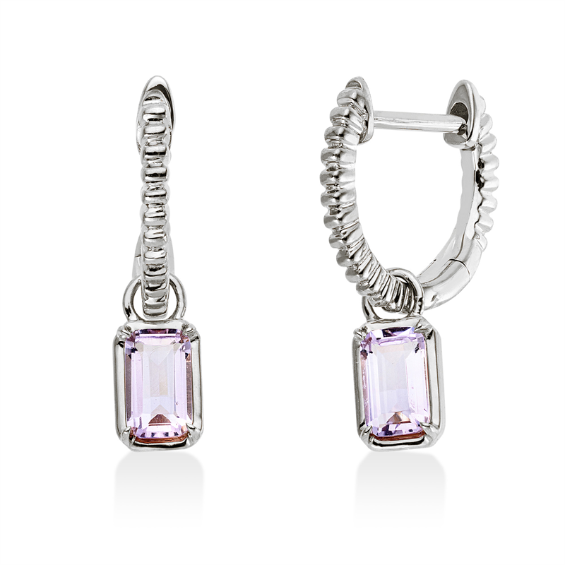 Ohrschmuck 18 kt WG, 2 Amethyste 0,49 ct pink