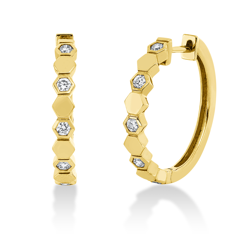 Creolen 18 kt GG, 10 Brill. 0,31 ct, TW-si