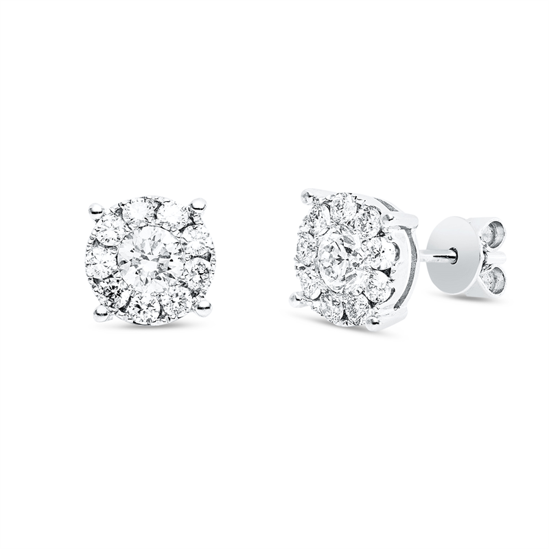 Ohrstecker 18 kt WG, 2 Brill. 0,51 ct, W-si, 18 Brill. 0,49 ct, W-si
