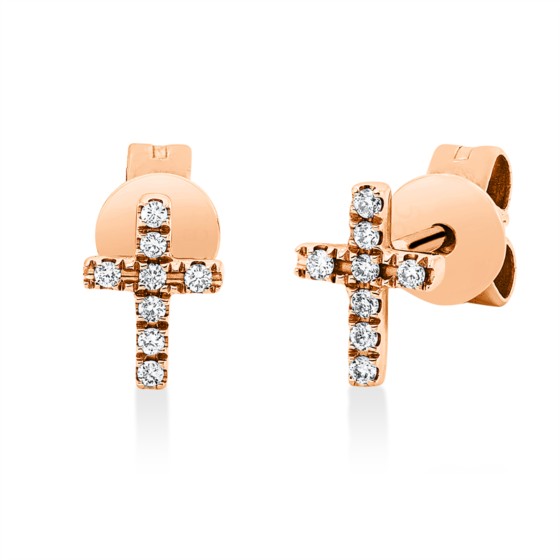 Ohrstecker 14 kt RG, 16 Brill. 0,07 ct, W-si