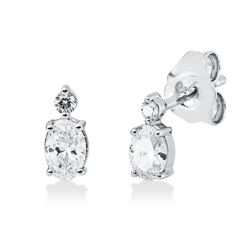 Ohrstecker 18 kt WG, 2 Oval 0,30 ct, TW-si, 2 Brill. 0,03 ct, TW-si