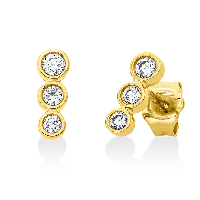 Ohrstecker 18 kt GG, 2 Brill. 0,07 ct, TW-si, 2 Brill. 0,04 ct, TW-si, 2 Brill. 0,09 ct, TW-si