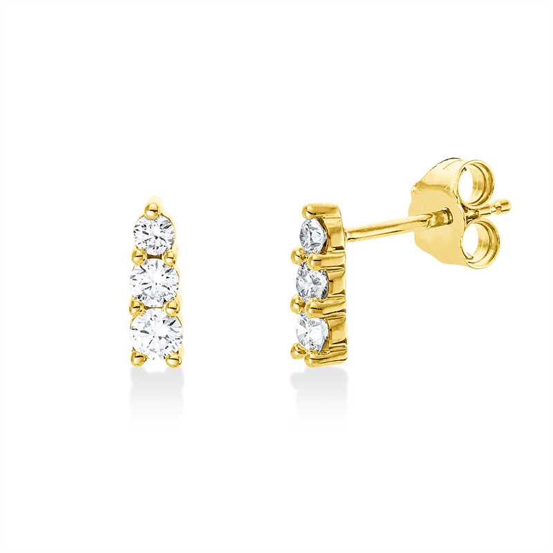 Ohrstecker 18 kt GG, 6 Brill. 0,30 ct, TW-si