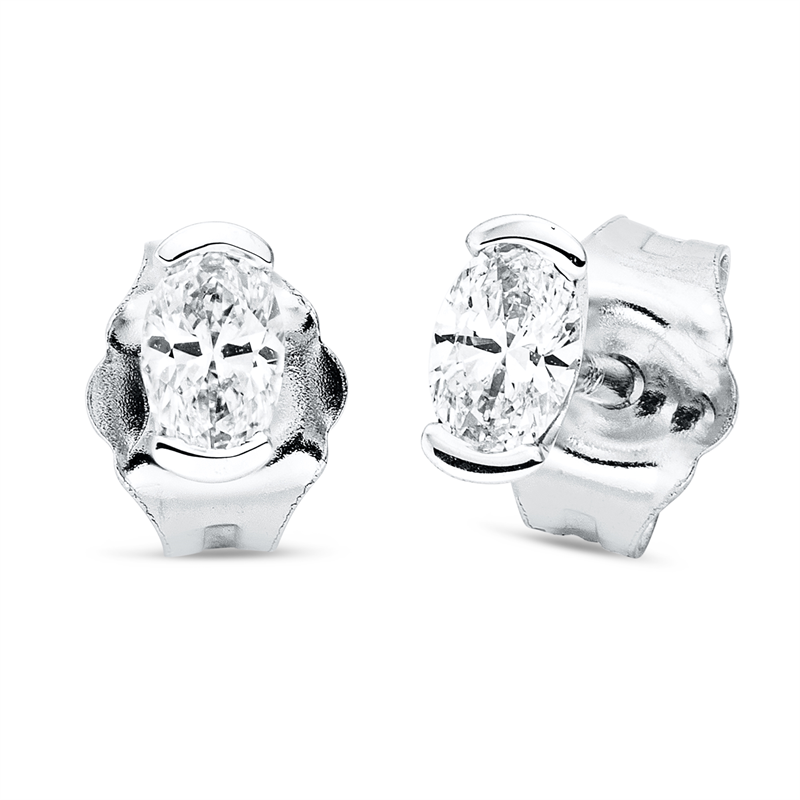 Ohrstecker 18 kt WG, 2 Oval 0,21 ct, TW-si