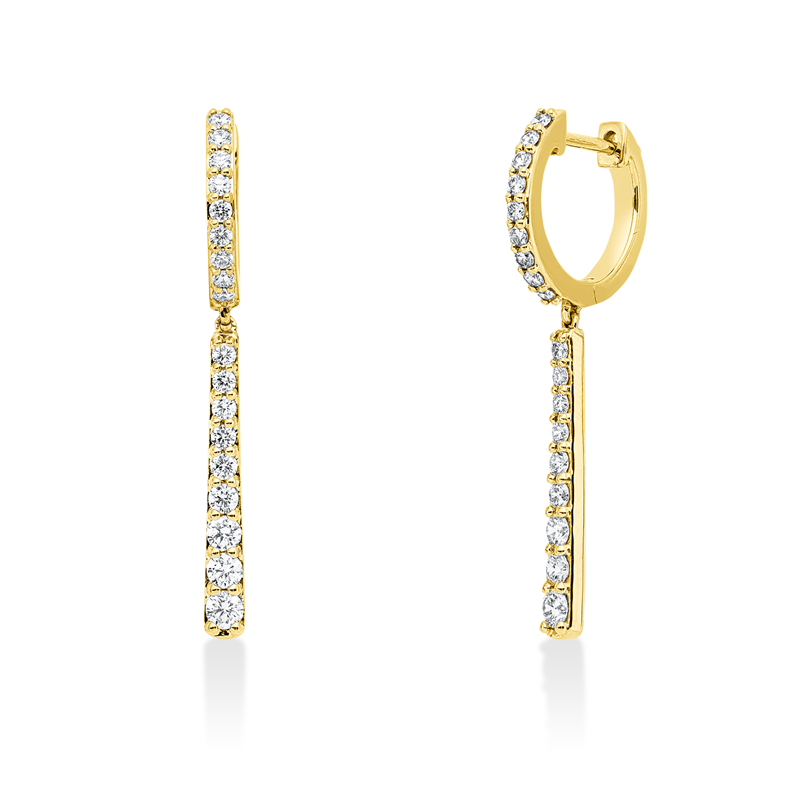 Ohrschmuck 18 kt GG, 8 Brill. 0,33 ct, TW-si, 28 Brill. 0,38 ct, TW-si