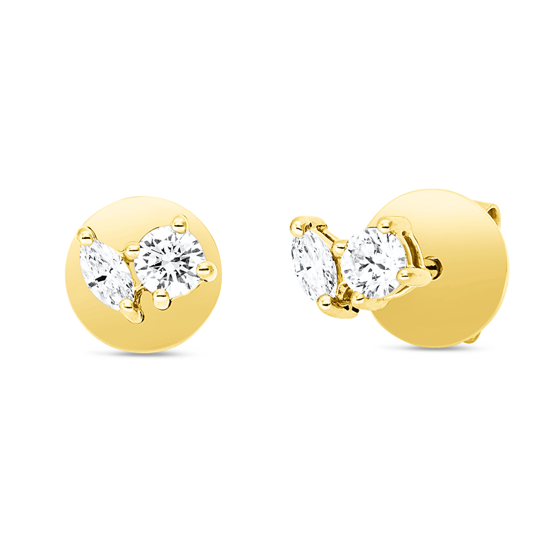 Ohrstecker 18 kt GG, 2 Nav. 0,11 ct, TW-si, 2 Brill. 0,22 ct, TW-si