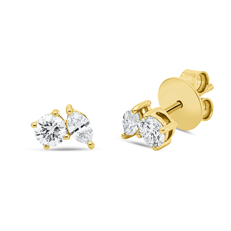 Ohrstecker 18 kt GG, 2 Nav. 0,25 ct, TW-si, 2 Brill. 0,46 ct, TW-si