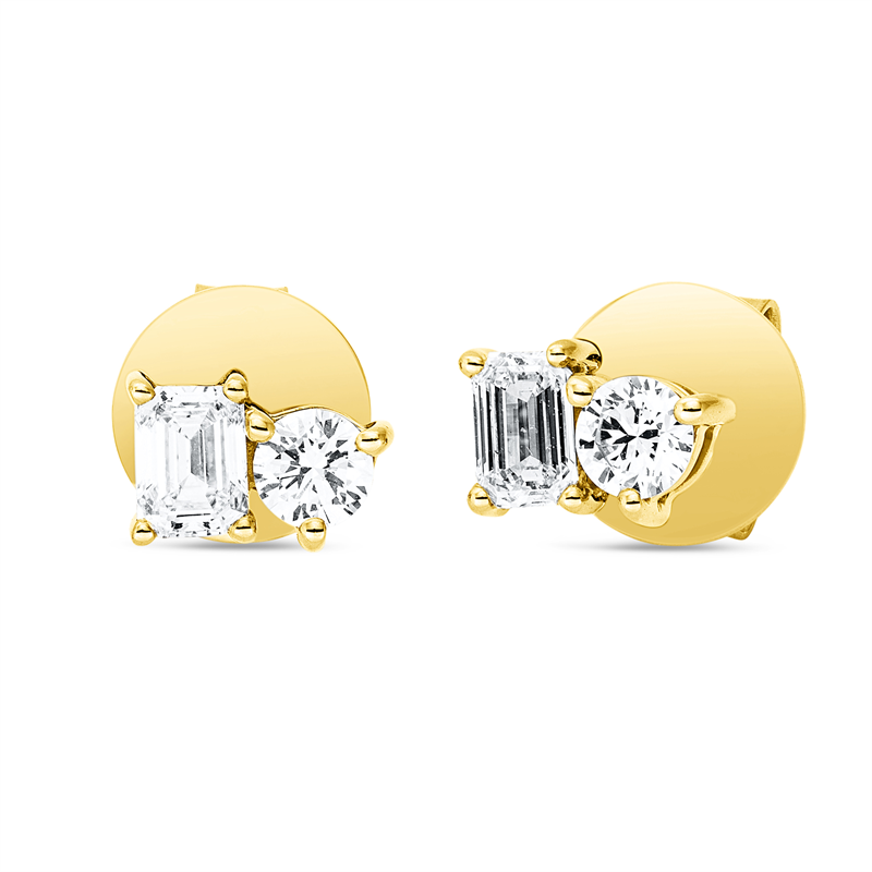 Ohrstecker 18 kt GG, 2 Sm.schliff 0,37 ct, TW-si, 2 Brill. 0,26 ct, TW-si