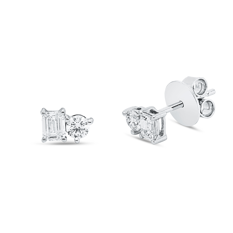 Ohrstecker 18 kt WG, 2 Sm.schliff 0,39 ct, TW-si, 2 Brill. 0,27 ct, TW-si