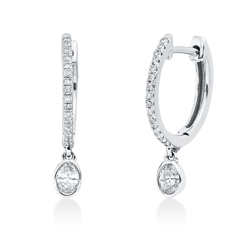 Ohrschmuck 18 kt WG, 32 Brill. 0,13 ct, TW-si, 2 Oval 0,22 ct, TW-si