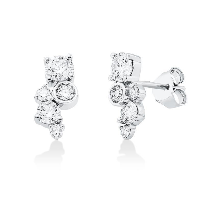 Ohrstecker 18 kt WG, 2 Brill. 0,26 ct, TW-si, 2 Brill. 0,13 ct, TW-si, 2 Brill. 0,07 ct, TW-si, 2 Brill. 0,04 ct, TW-si, 2 Brill. 0,50 ct, TW-si