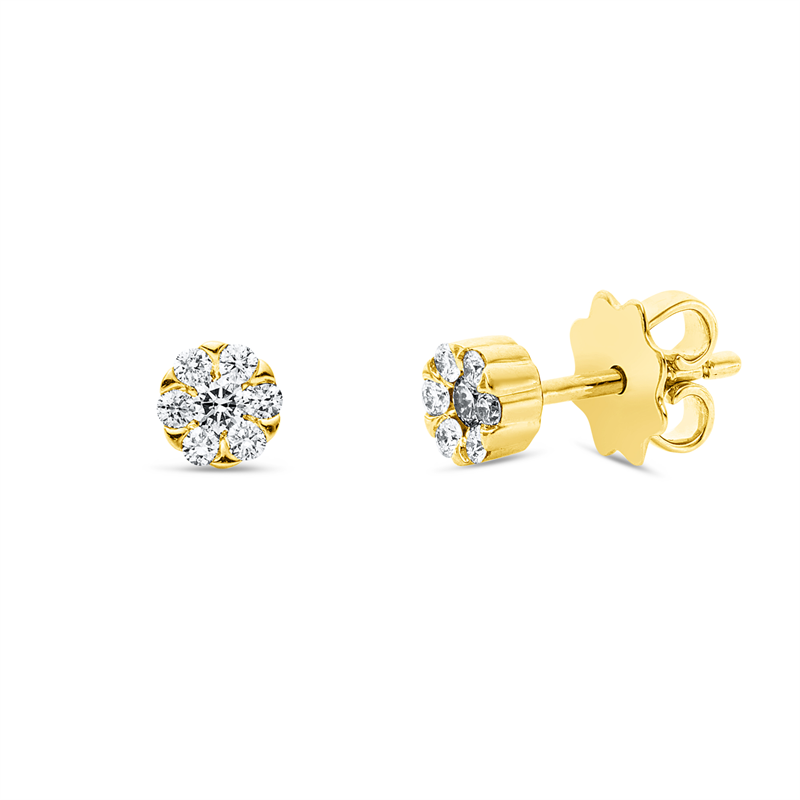 Ohrstecker 18 kt GG, 2 Brill. 0,09 ct, TW-si, 12 Brill. 0,17 ct, TW-si