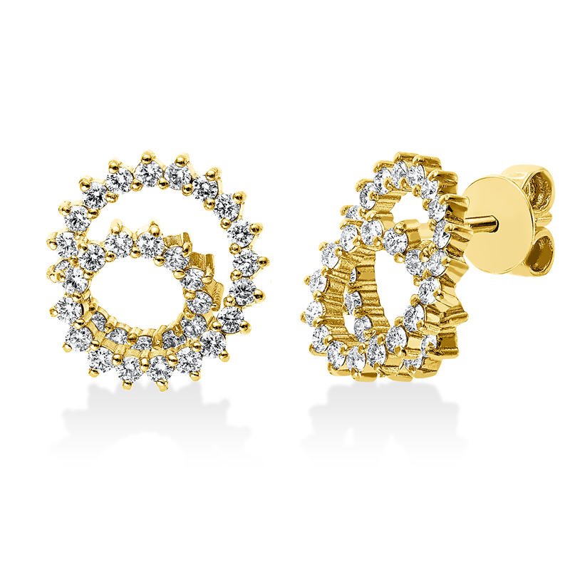Ohrschmuck 18 kt GG, 66 Brill. 0,95 ct, TW-si