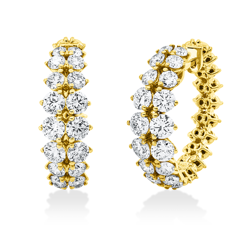 Creolen 18 kt GG, 12 Brill. 1,91 ct, F/TW-si, 16 Brill. 0,94 ct, F/TW-si, 8 Brill. 0,68 ct, F/TW-si