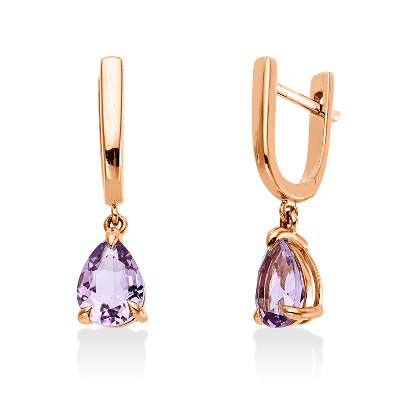 Ohrschmuck 18 kt RG, 2 Amethyste 2,06 ct pink