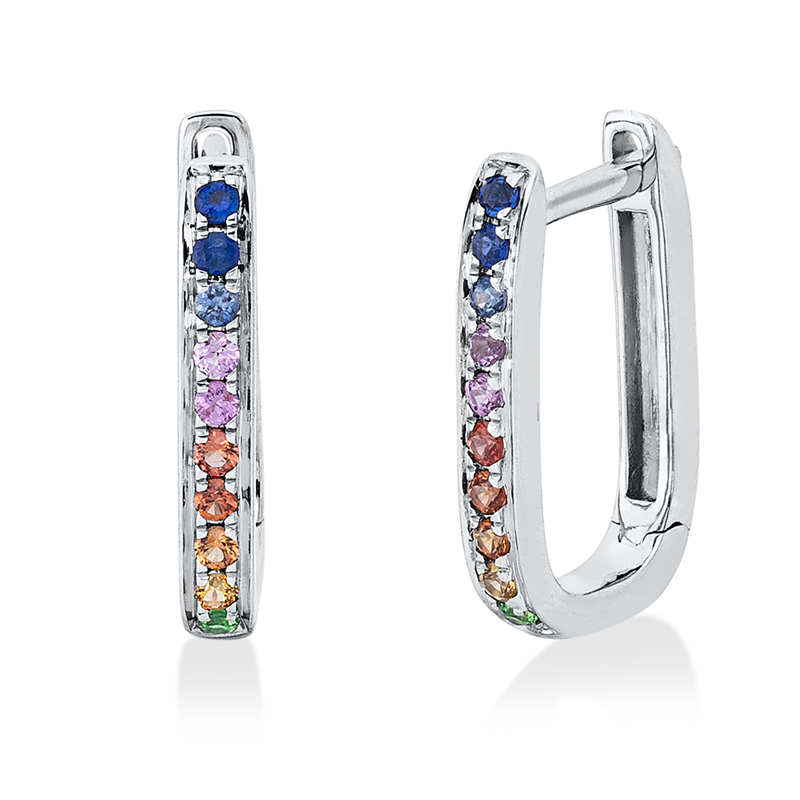 Creolen 18 kt WG, 20 Saphire 0,17 ct fancy
