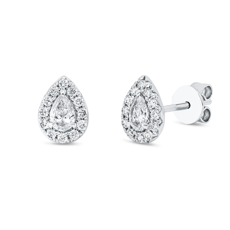 Ohrstecker 18 kt WG, 2 Tropfen 0,26 ct, TW-si, 24 Brill. 0,18 ct, W-si