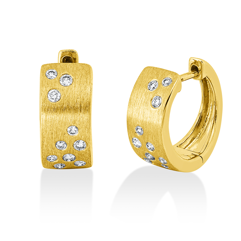 Creolen 14 kt GG, 20 Brill. 0,14 ct, TTLB-si