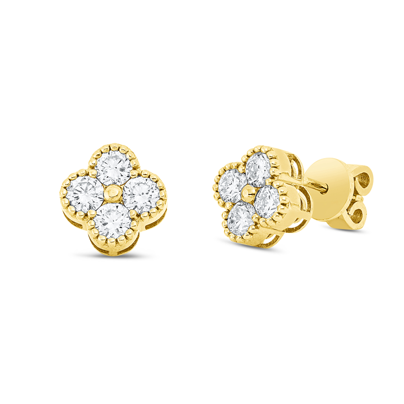 Ohrstecker 18 kt GG, 8 Brill. 0,90 ct, F-si