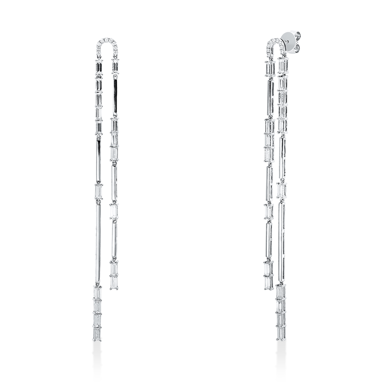 Ohrschmuck 18 kt WG, 34 Bag. 2,73 ct, TW-vsi, 18 Brill. 0,13 ct, TW-vsi