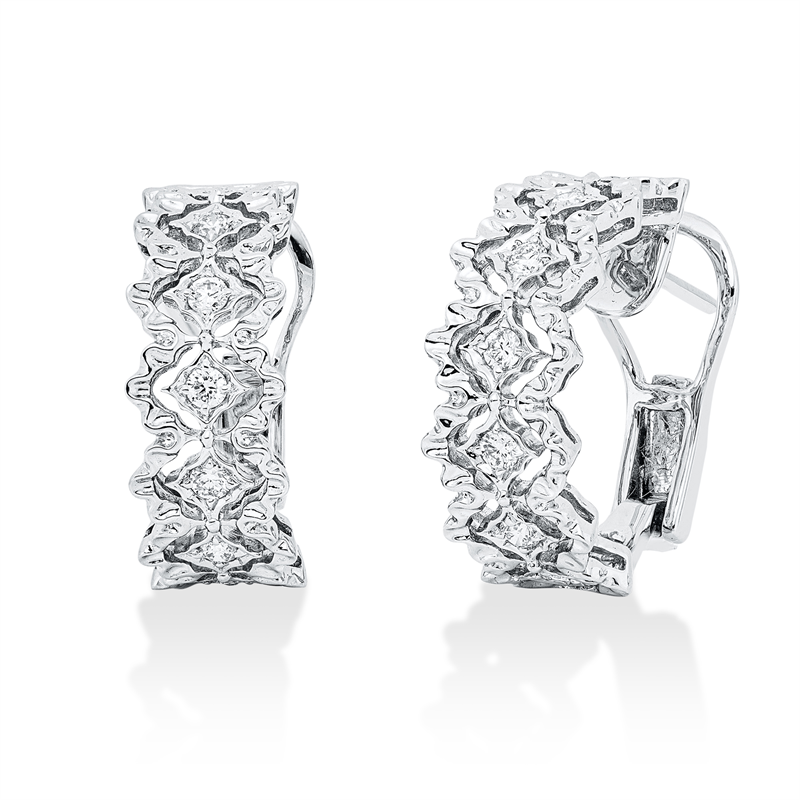 Creolen 18 kt WG, 14 Brill. 0,44 ct, TW-vsi