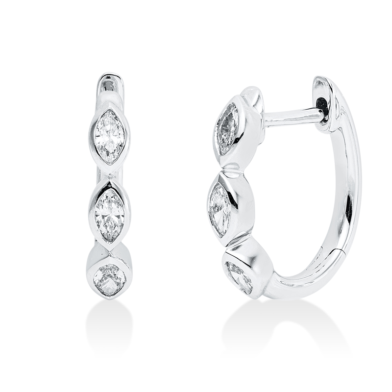 Creolen 18 kt WG, 6 Nav. 0,30 ct, TW-si