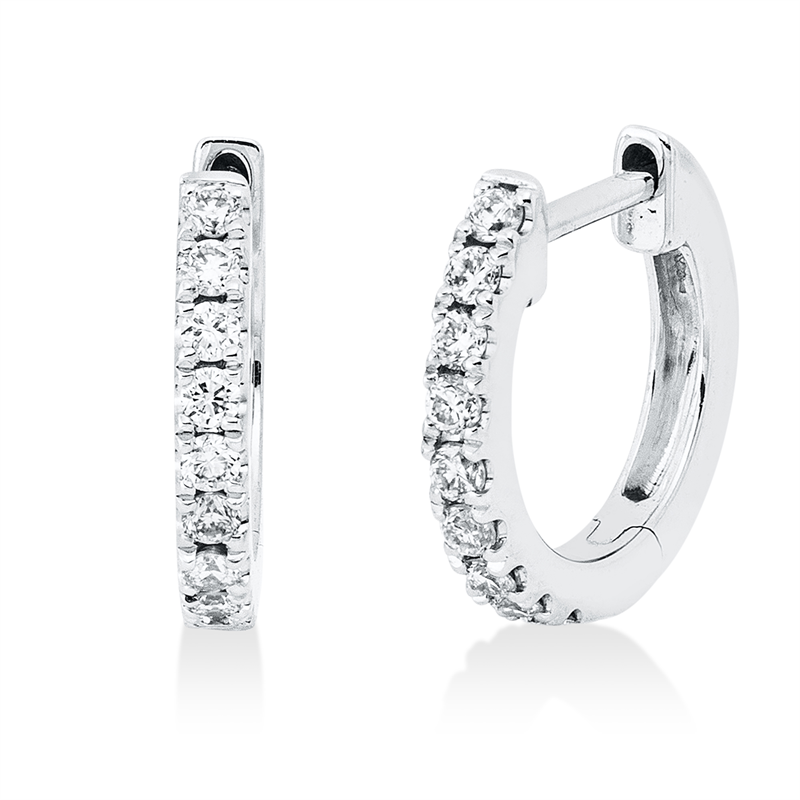 Creolen 14 kt WG, 18 Brill. 0,16 ct, TTLB-vsi