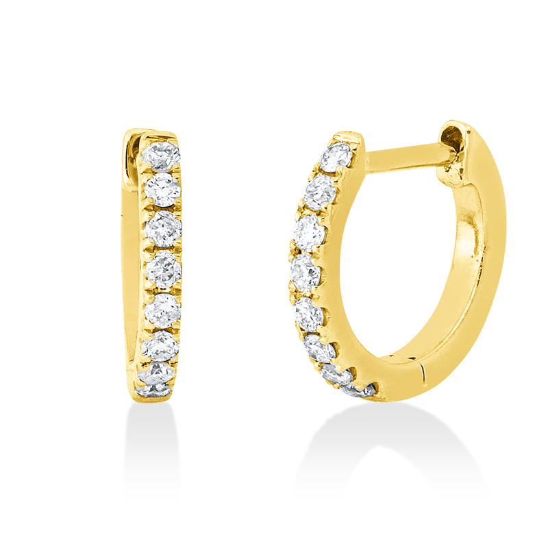 Creolen 14 kt GG, 16 Brill. 0,13 ct, I-pi