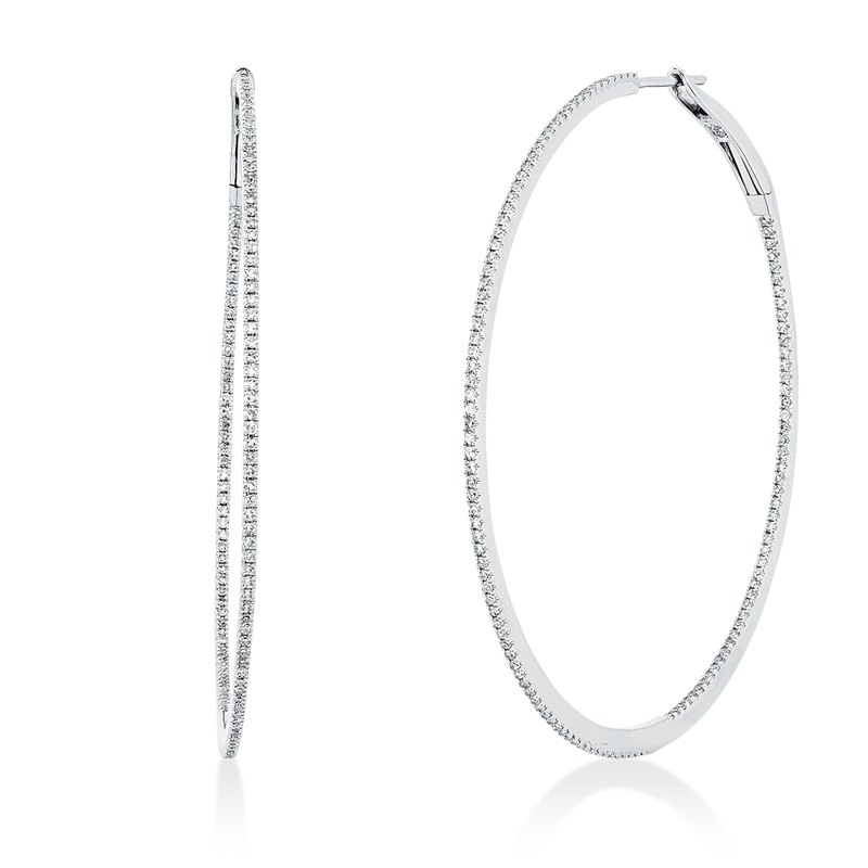 Creolen 18 kt WG, 256 Dia. 0,72 ct, TW-vsi