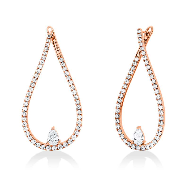 Creolen 18 kt RG, 98 Fant-Schl. 1,75 ct, TW-si
