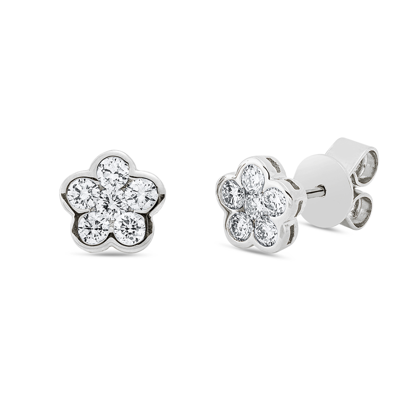 Ohrstecker 18 kt WG, 12 Brill. 0,53 ct, TW-si