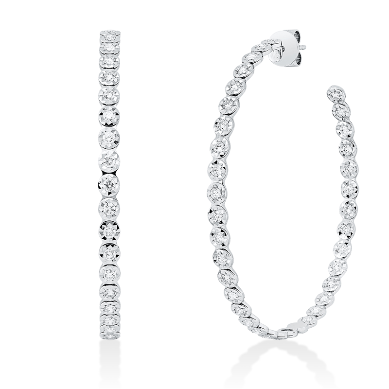 Creolen 18 kt WG, 70 Brill. 2,00 ct, TW-si