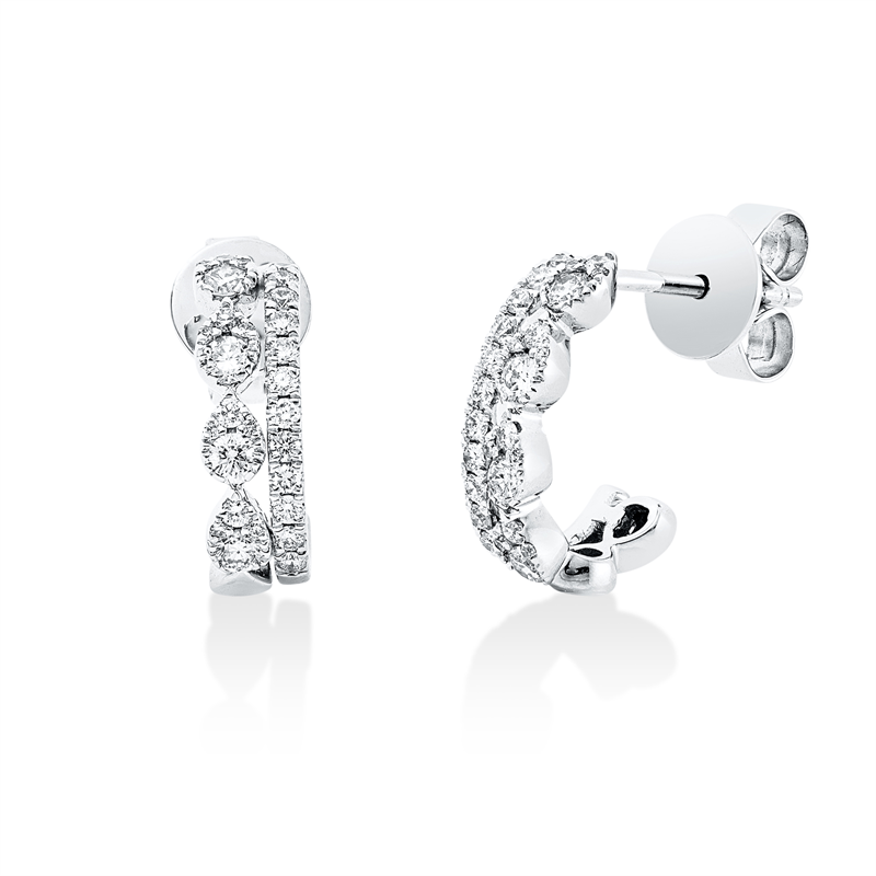 Ohrstecker 18 kt WG, 8 Brill. 0,27 ct, TW-si, 48 Brill. 0,28 ct, TW-si