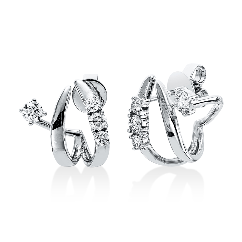 Ohrstecker 18 kt WG, 2 Brill. 0,20 ct, TW-si, 2 Brill. 0,32 ct, TW-si, 4 Brill. 0,23 ct, TW-si
