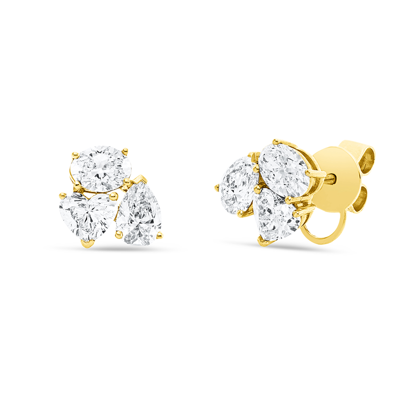 Ohrstecker 18 kt GG,2Oval 1,01 ct, J-vvs/vs, 2Tropfen 1,00 ct, J-vvs/vs, 2Herzschl. 1,00 ct, J-vvs/vs