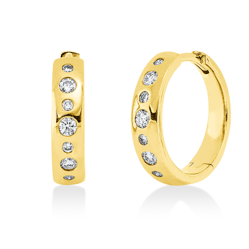 Creolen 18 kt GG, 14 Brill. 0,21 ct, TW-pi