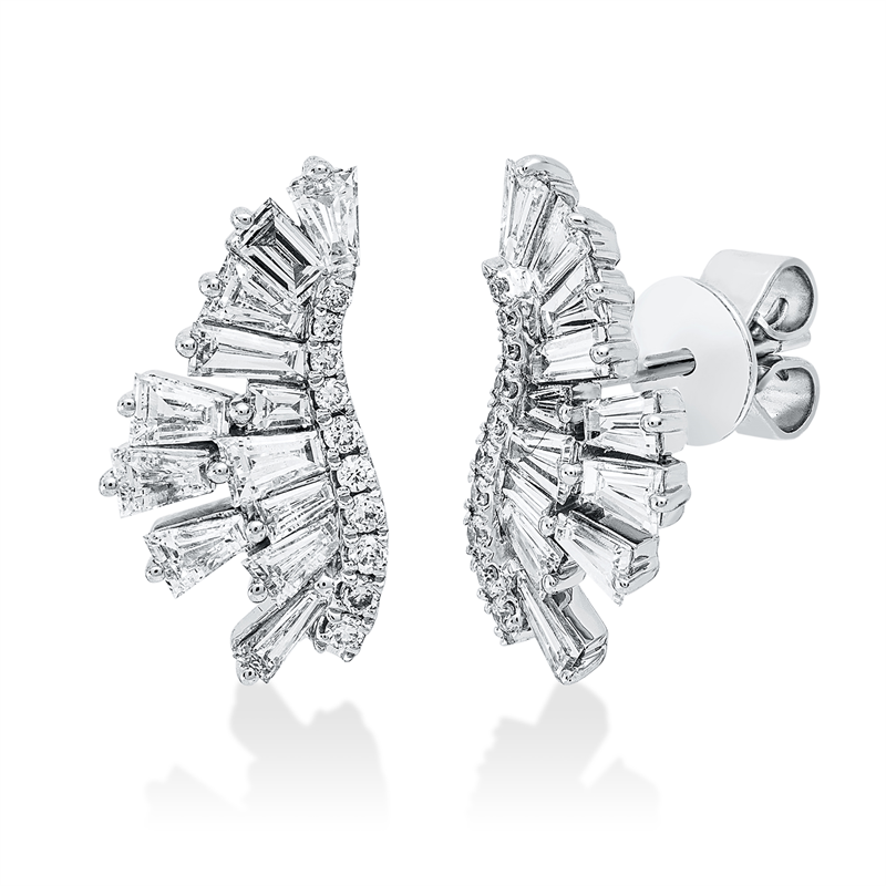 Ohrstecker 18 kt WG, 24 Trap. 1,11 ct, TW-si, 20 Brill. 0,12 ct, TW-si