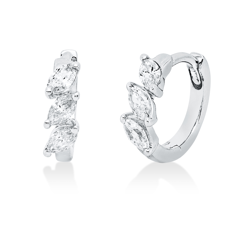 Creolen 18 kt WG, 6 Nav. 0,27 ct, TW-pi
