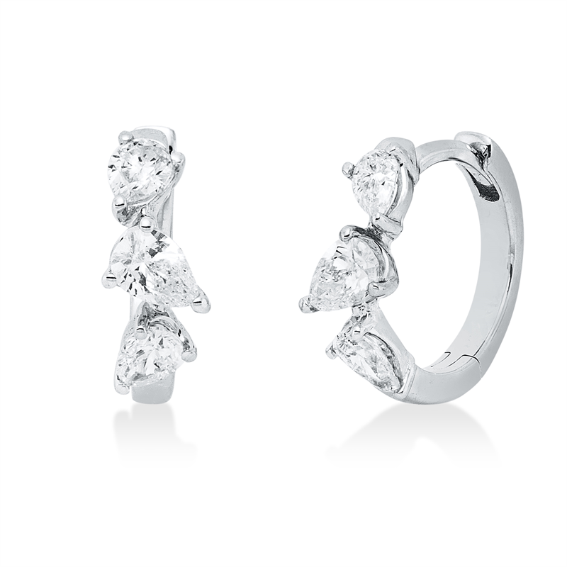 Creolen 18 kt WG, 6 Tropfen 0,48 ct, TW-pi