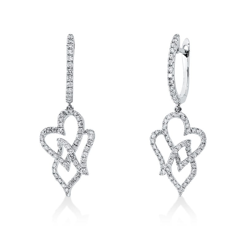 Ohrschmuck 18 kt WG, 134 Brill. 0,89 ct, TW-si