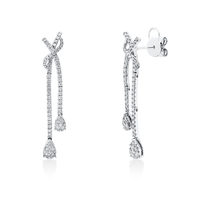 Ohrschmuck 18 kt WG, 152 Brill. 1,06 ct, TW-si