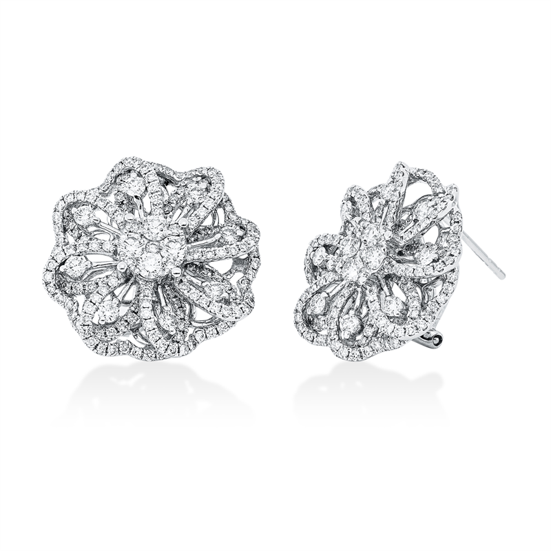 ABVERKAUF Ohrschmuck 18 kt WG, 8 Brill. 0,45 ct, TW-si, 314 Brill. 1,55 ct, TW-si