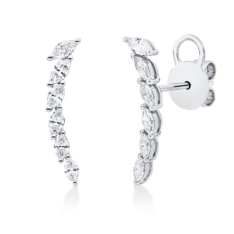 Ohrstecker 14 kt WG, 12 Nav. 0,68 ct, TW-vsi/si