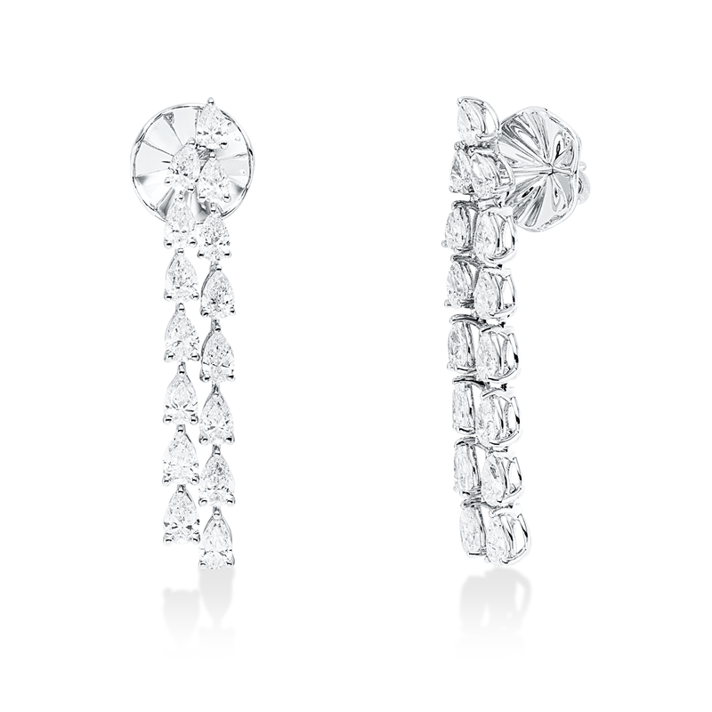 Ohrschmuck 18 kt WG, 8 Tropfen 0,97 ct, F-vsi/si, 22 Tropfen 3,14 ct, F-vsi/si