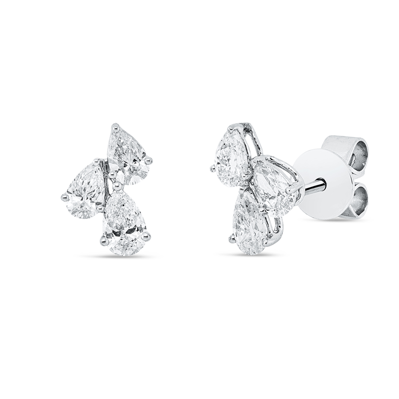 Ohrstecker 18 kt WG, 4 Tropfen 0,61 ct, TW-vsi, 2 Tropfen 0,39 ct, TW-vsi