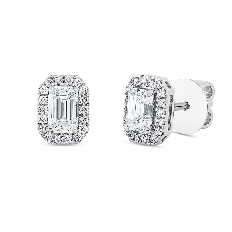 Ohrstecker 18 kt WG, 2 Sm.schliff 0,80 ct, TW-si, 36 Brill. 0,18 ct, TW-si