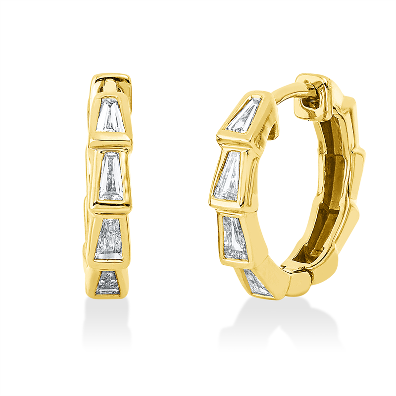 Creolen 18 kt GG, 8 Trap. 0,48 ct, TW-si