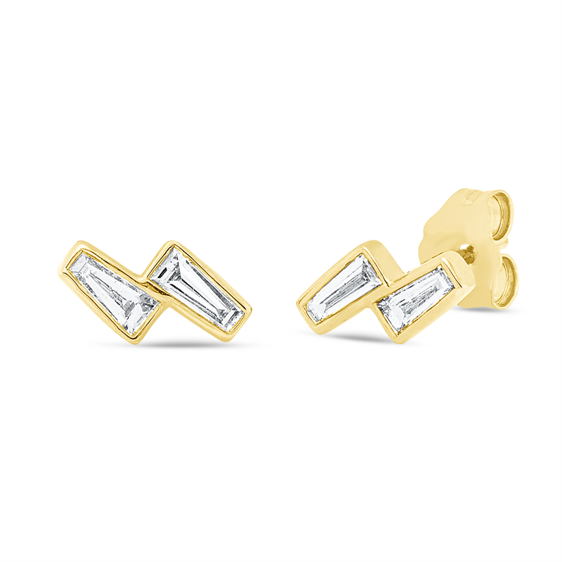 Ohrstecker 18 kt GG, 4 Trap. 0,31 ct, TW-si