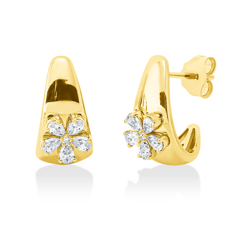 Ohrschmuck 18 kt GG, 10 Tropfen 0,49 ct, TW-si, 2 Brill. 0,02 ct, TW-si