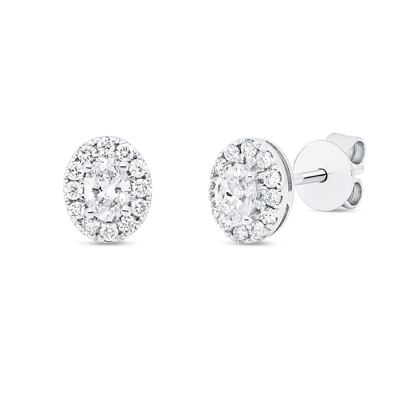 Ohrstecker 18 kt WG, 2 Oval 0,27 ct, TW-si, 24 Brill. 0,16 ct, W-si